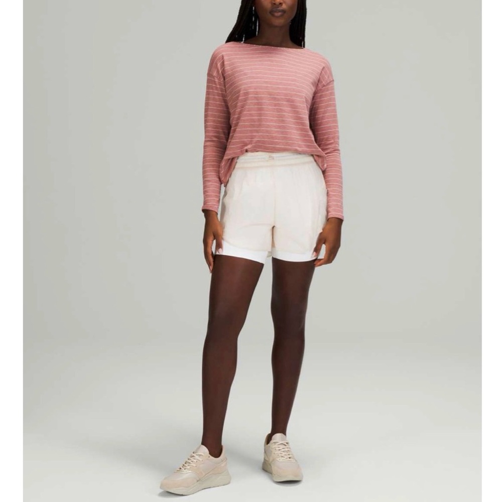 Lululemon🍋Back In Action Long Sleeve Short Serve Stripe Heathered Spiced Chai - Picture 12 of 12